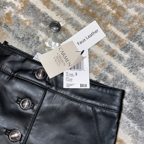 CARMEN MARC VALVO FOX LEATHER SKIRT - Picture 3 of 8